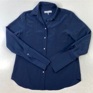 Frame Womens Navy Blue Button-Up Blouse Size XS Ex-Small